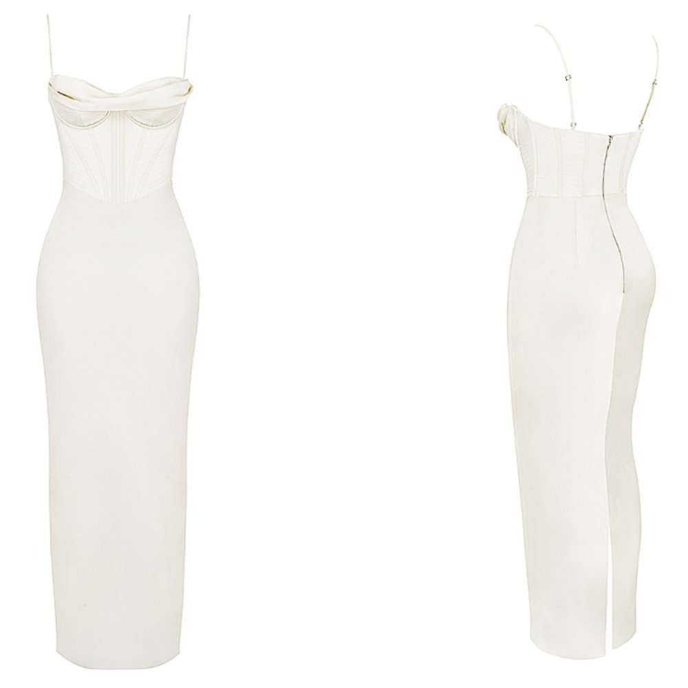 HOUSE OF CB 'Charmaine' Ivory Corset Maxi Dress NWOT - Picture 10 of 14